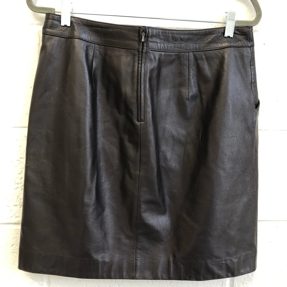 Saks SFA Chocolate Brown Petites Leather Skirt Sz.‎ 12P